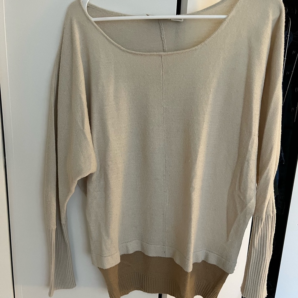 Cream Relaxed Fit Crew Neck Sweater